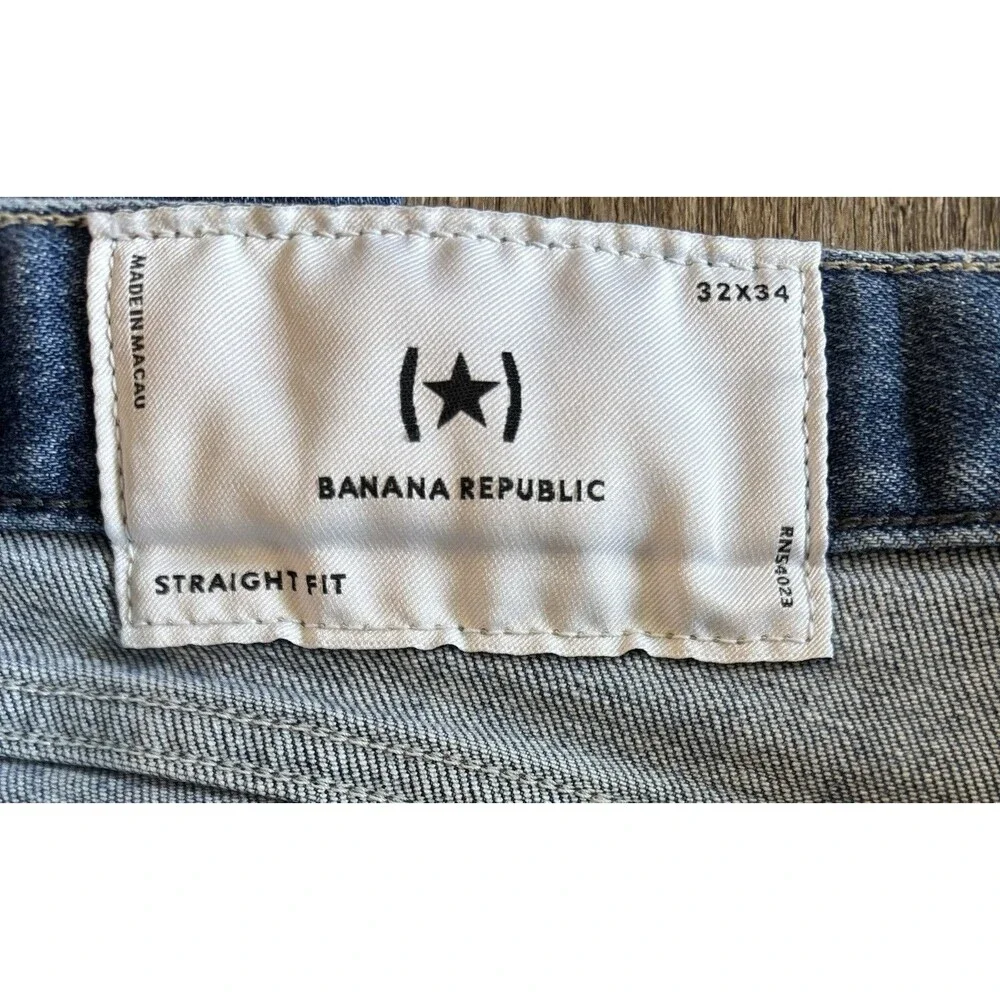 Banana Republic Straight Fit Medium Wash Blue Denim Jeans Men's Size 32 X 34